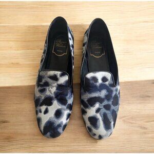 ROGER VIVIER Navy Blue Patterned Loafers Flats Size 37.5